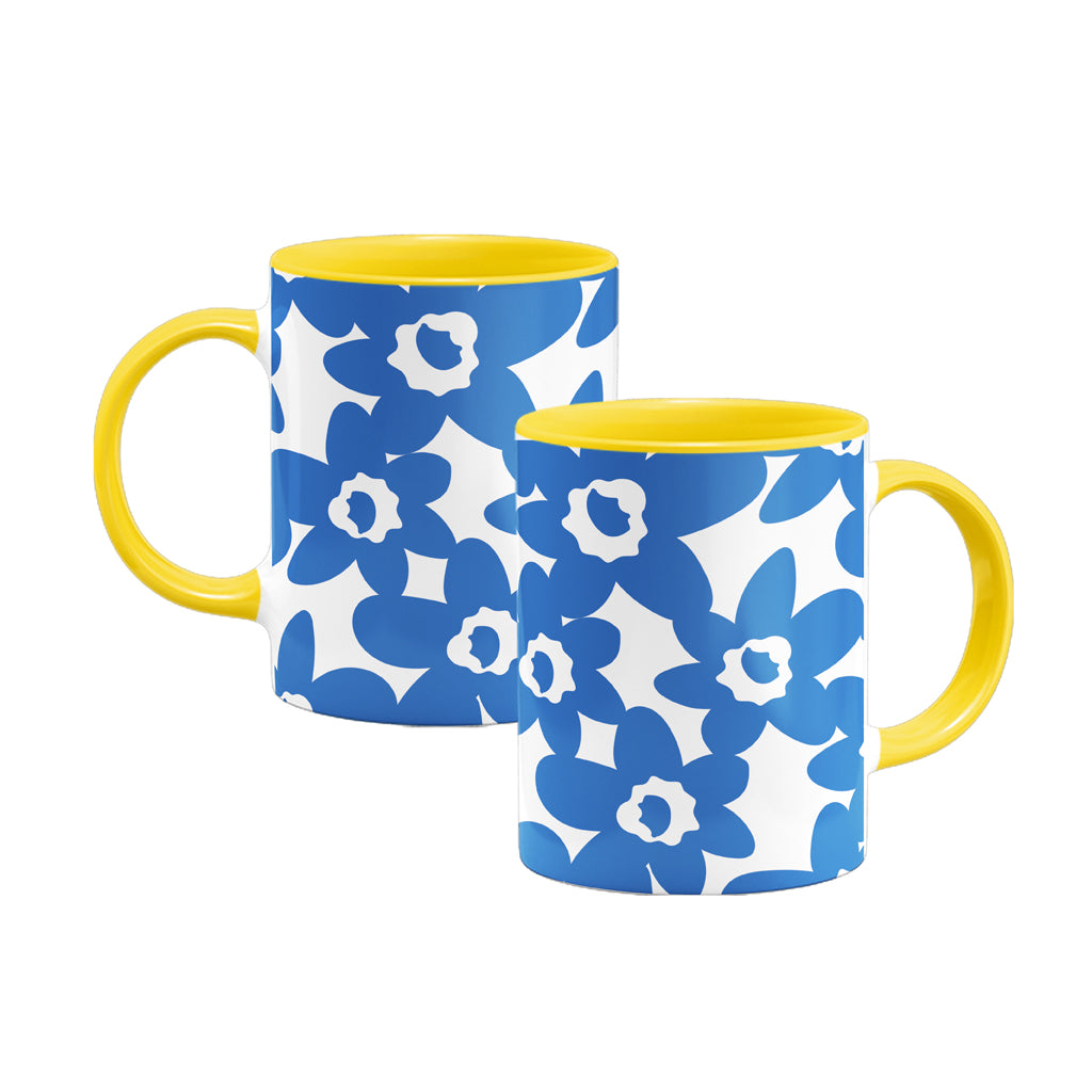 MACU016: Marie Curie Blue Daffodils Colour Insert Mug - A Floral Hug Range
