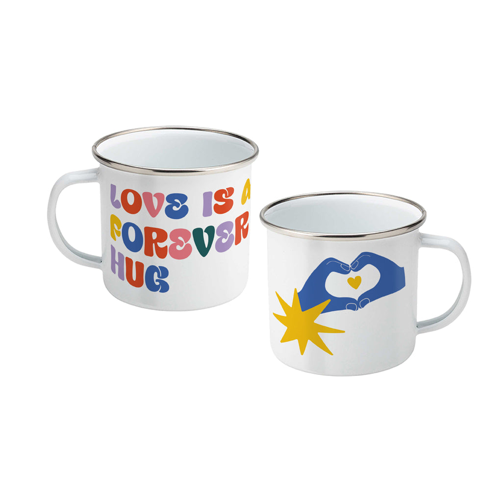 MACU027: Marie Curie Love is a Forever Hug Enamel Mug - Thread of Love Range
