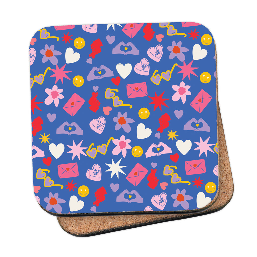 MACU031: Marie Curie Repeat Pattern Blue Coaster - Thread of Love Range