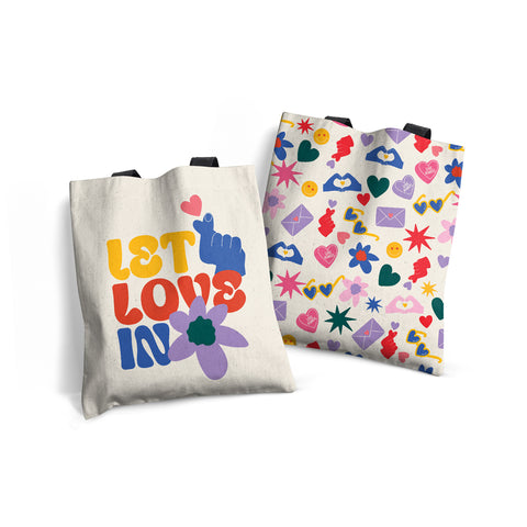 MACU033: Marie Curie Let Love In Edge-to-Edge Tote Bag - Thread of Love Range