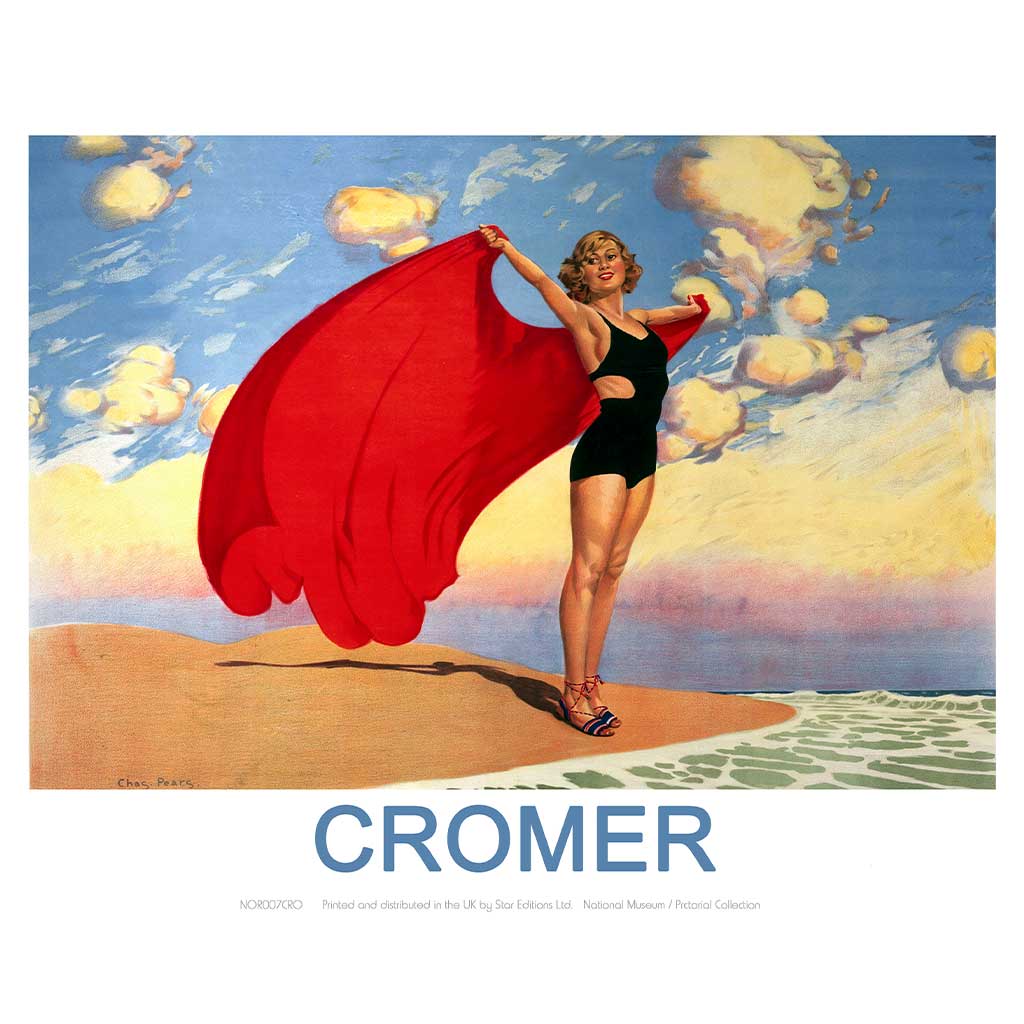 NOR007CRO: Cromer, Girl with Red Blanket