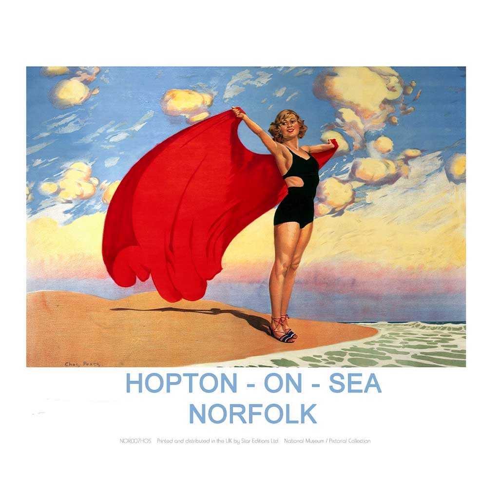 NOR007HOS: Hopton-on-sea Norfolk Girl with Red Blanket