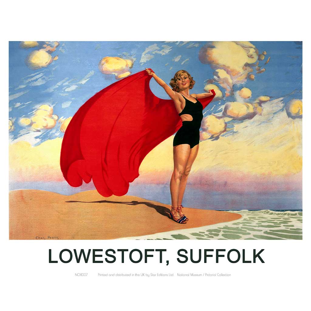 NOR007PWH: Lowestoft - Suffolk Girl with Red Blanket