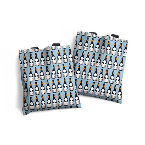 WAGR072: Wallace and Gromit - Feathers repeat blue Edge-to-Edge Tote Bag