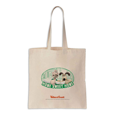 WAGR086: Wallace and Gromit - Home Sweet Home green Canvas Tote Bag