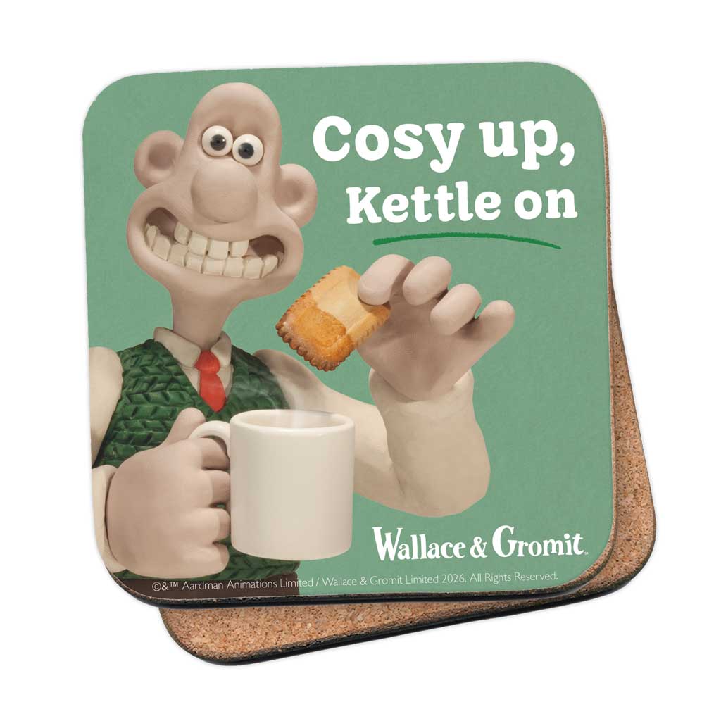 WAGR063: Wallace and Gromit - Cosy up, kettle on Coaster