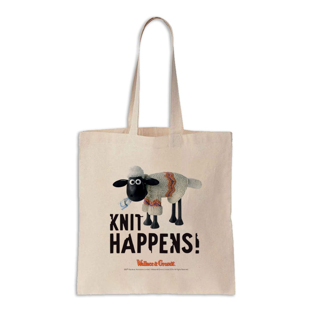WAGR077: Wallace and Gromit - Knit Happens Canvas Tote Bag