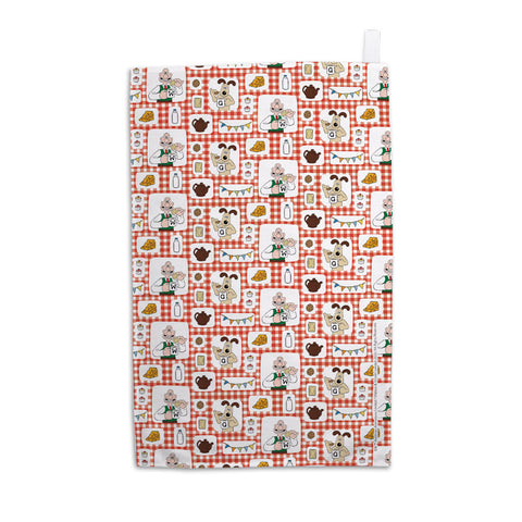 WAGR054: Wallace and Gromit - W&G Picnic repeat pattern Tea towel