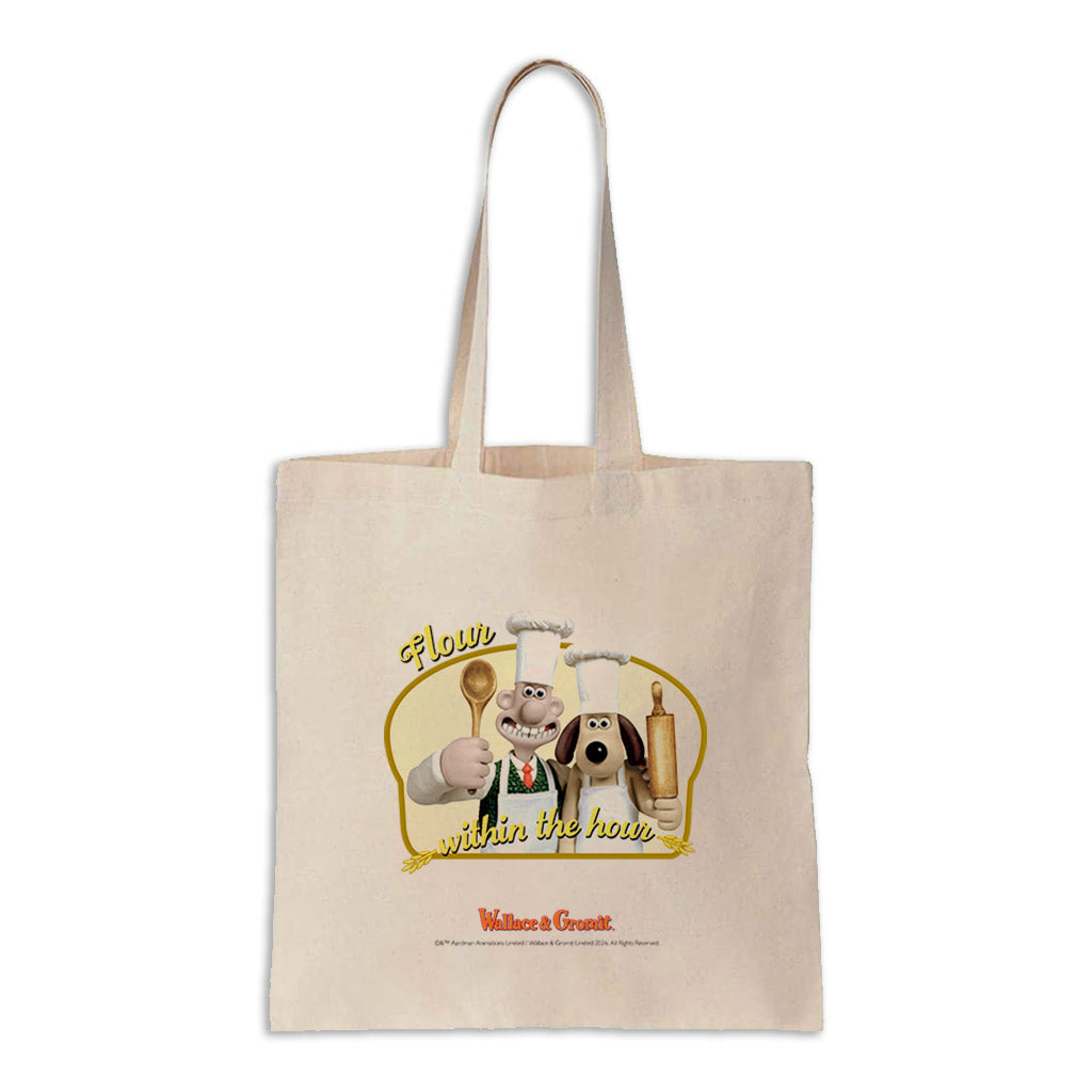 WAGR085: Wallace and Gromit - Flour within the hour Canvas Tote Bag