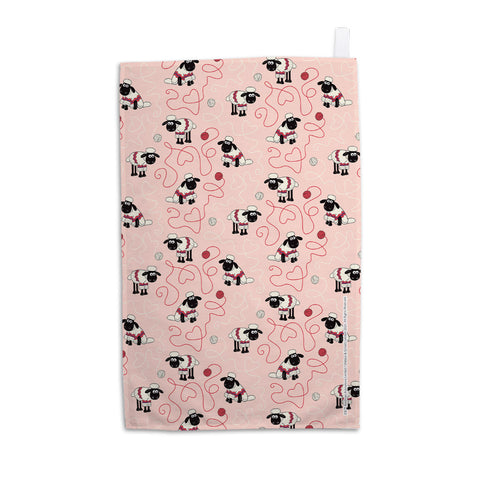 WAGR053: Wallace and Gromit - Shaun repeat pattern Tea towel
