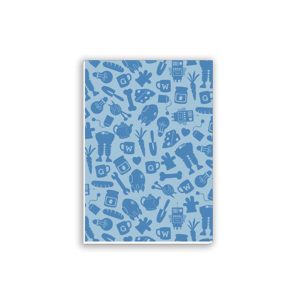 WAGR047: Wallace and Gromit - Blue icon pattern A5 Notepad