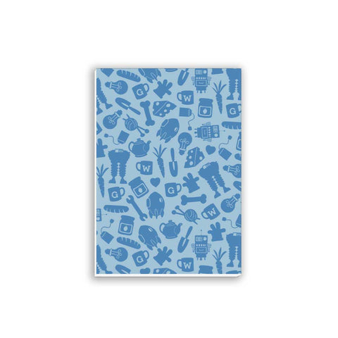 WAGR047: Wallace and Gromit - Blue icon pattern A5 Notepad