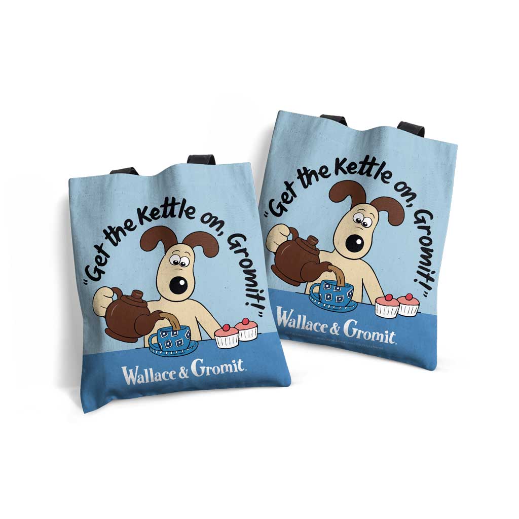 WAGR058: Wallace and Gromit - Get the kettle on Edge-to-Edge Tote Bag