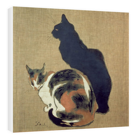 Two Cats, 1894 (oil on canvas) by Theophile Alexandre Steinlen 20cm x 20cm Mini Mounted Print