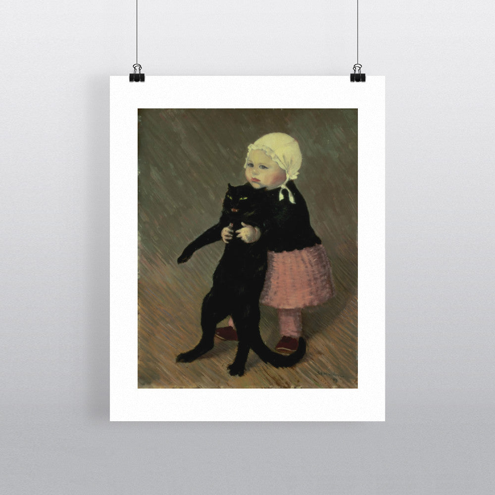A Small Girl with a Cat, 1889 by Theophile Alexandre Steinlen 20cm x 20cm Mini Mounted Print