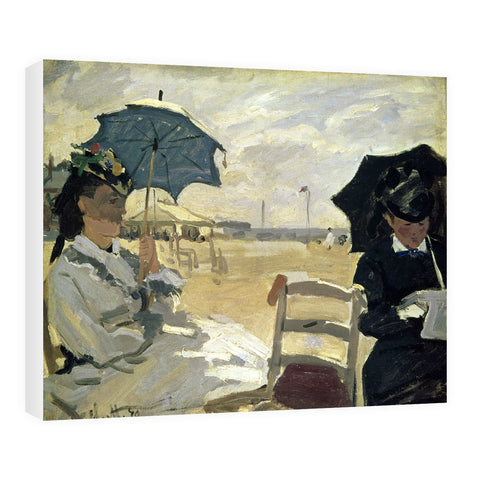 The Beach at Trouville, 1870 (oil on canvas) by Claude Monet 20cm x 20cm Mini Mounted Print