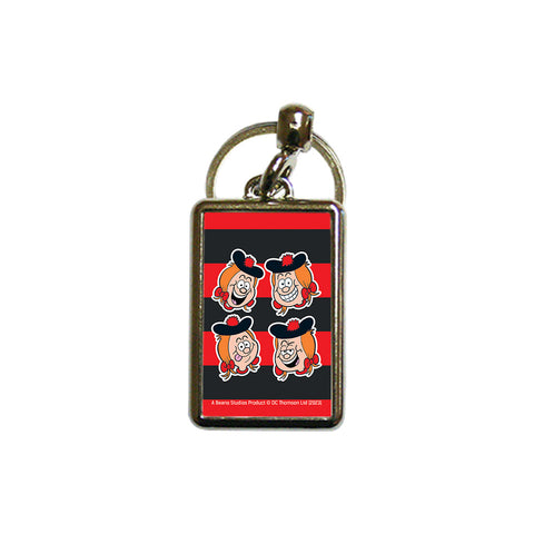 The Many Faces of Minnie Black & Red Metal Keyring