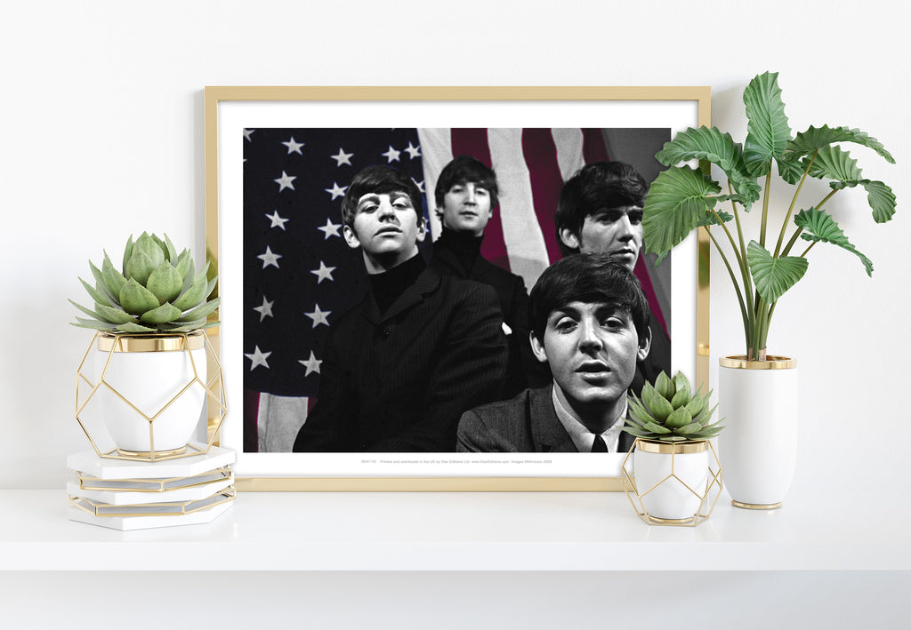 The Beatles - Usa Flag - 11X14inch Premium Art Print