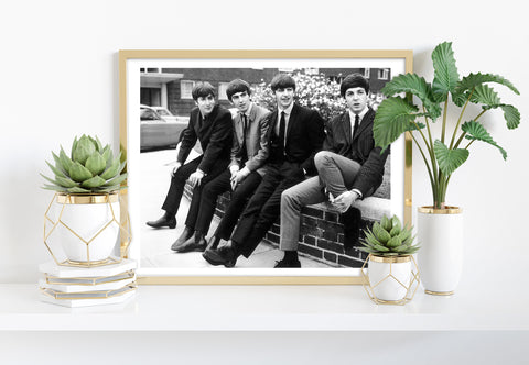 The Beatles - Sat On Wall - 11X14inch Premium Art Print