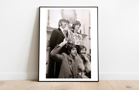 The Beatles Holding Up Sgt. Pepper Record - Art Print