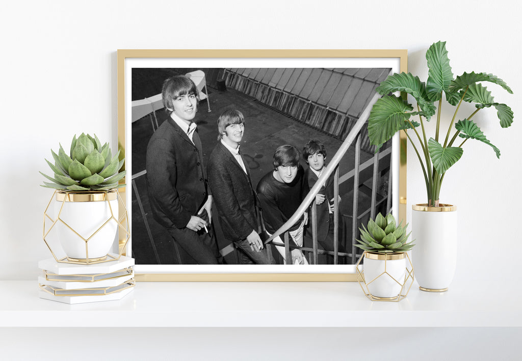 The Beatles Standing On Stairs - 11X14inch Premium Art Print