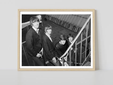 The Beatles Standing On Stairs - 11X14inch Premium Art Print