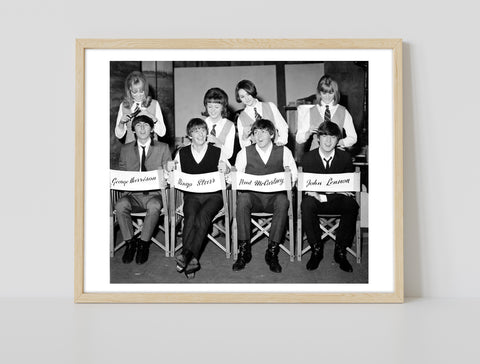 The Beatles - Sitting On Named Chairs - Premium Art Print