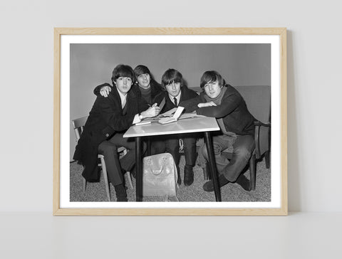 The Beatles - Band Photo Signing Autographs - Art Print