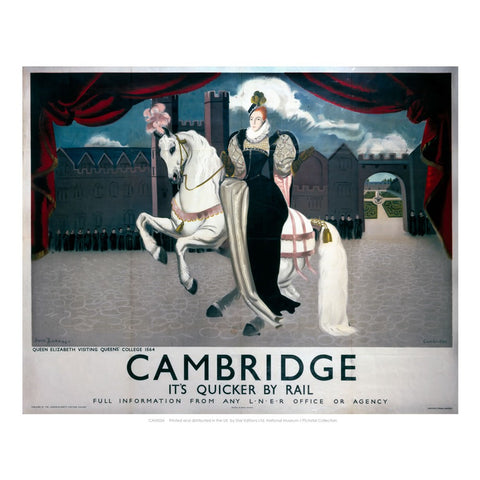 Queen Elizabeth on Horse Visiting Cambridge 24" x 32" Matte Mounted Print