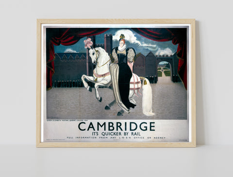 Queen Elizabeth On Horse Visiting Cambridge - Art Print