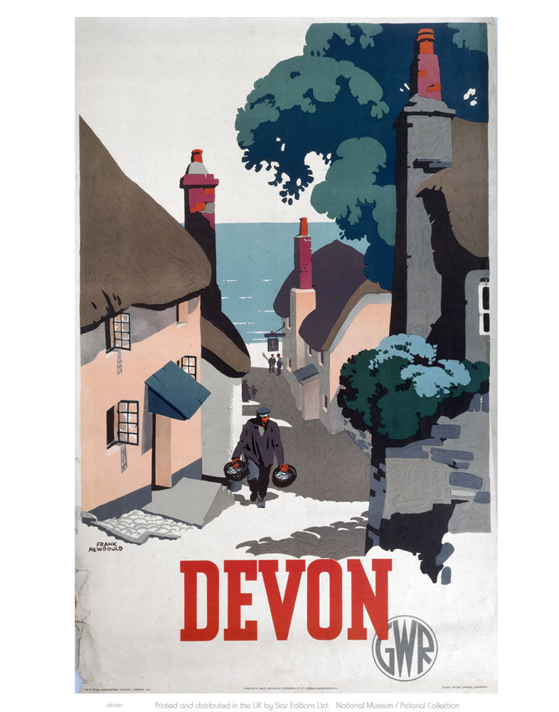 Devon GWR Old Man Walking Up Street 24" x 32" Matte Mounted Print