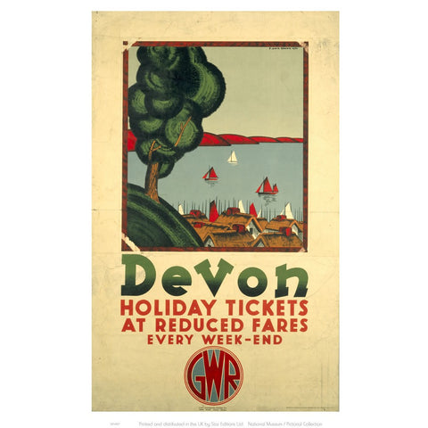 Devon Holiday Tickets at Reduced Fares 24" x 32" Matte Mounted Print