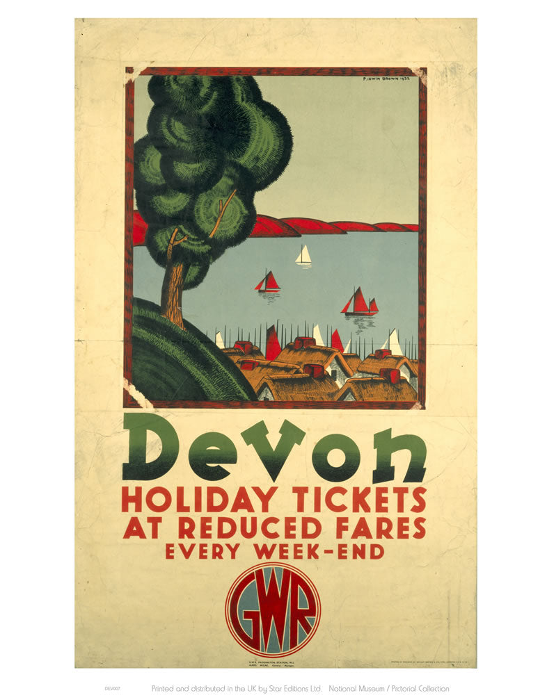 Devon Holiday Tickets at Reduced Fares 24" x 32" Matte Mounted Print