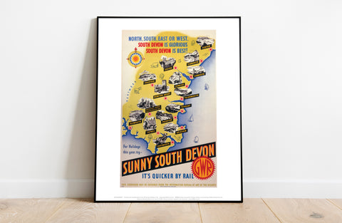 Sunny South Devon, It's Quicker By Rail - Premium Art Print