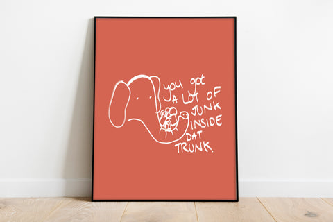 Elephant - Junk In The Trunk - 11X14inch Premium Art Print