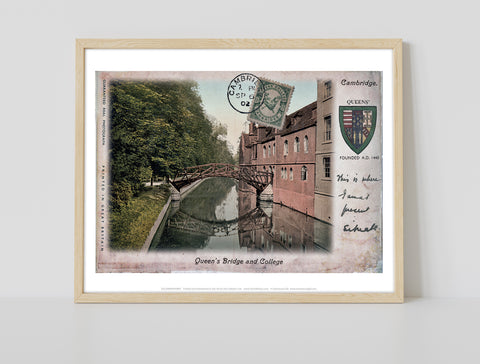 Queens Bridge And College Cambridge - Premium Art Print