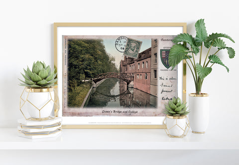 Queens Bridge And College Cambridge - Premium Art Print