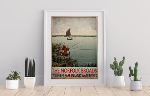Norfolk Broads - Fishing - 11X14inch Premium Art Print