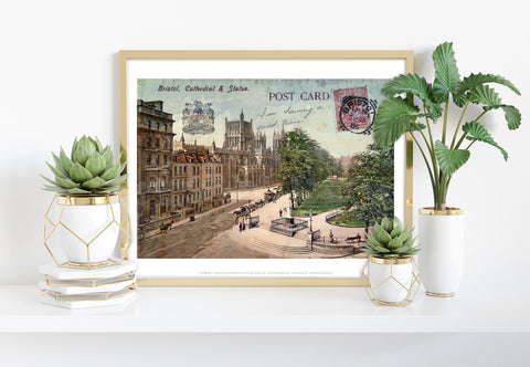 Catherdal And Statue - Bristol - 11X14inch Premium Art Print