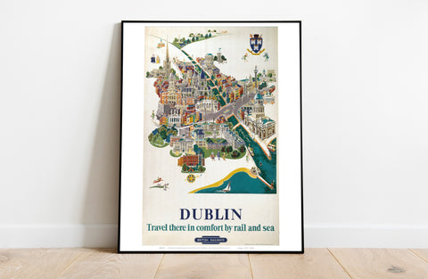 Dublin Map - British Railways - 11X14inch Premium Art Print