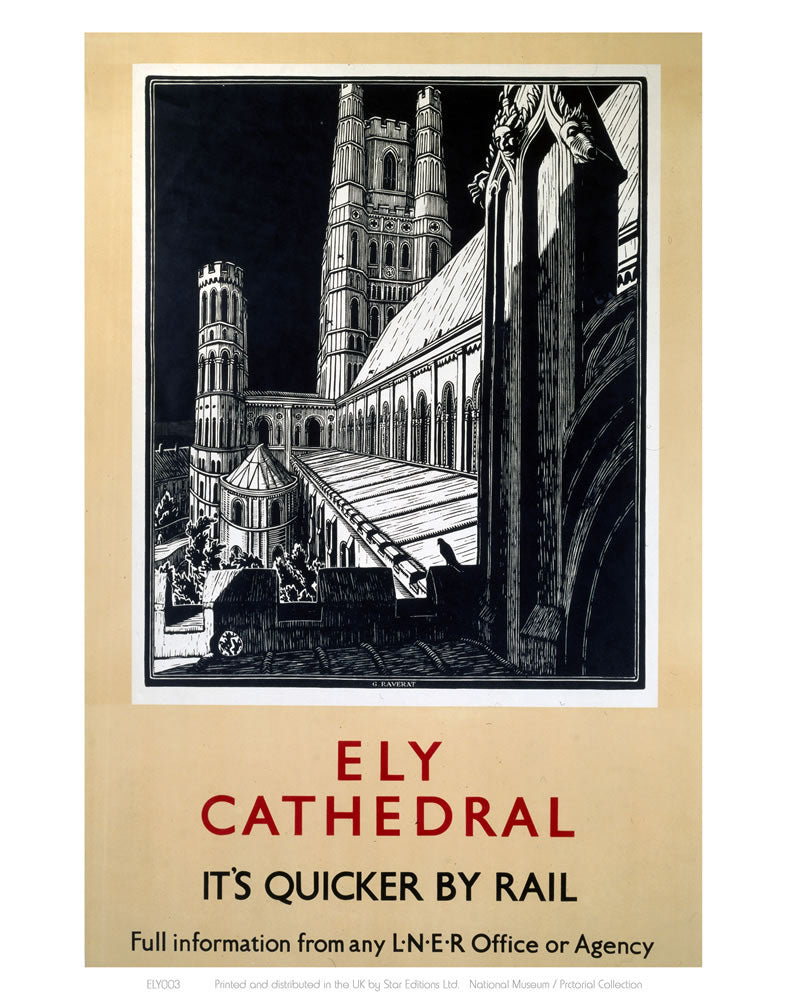 Ely Cathedral Black and White 24" x 32" Matte Mounted Print