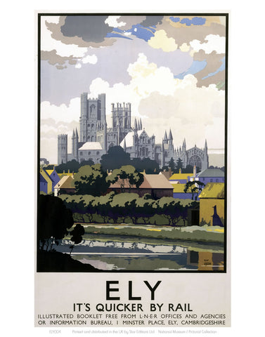 Ely View of Cathedral across River 24" x 32" Matte Mounted Print