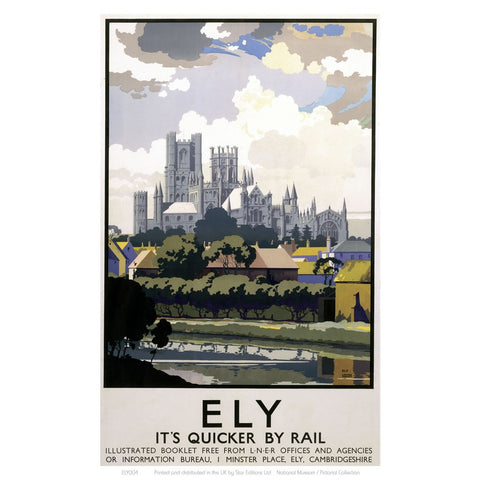 Ely View of Cathedral across River 24" x 32" Matte Mounted Print
