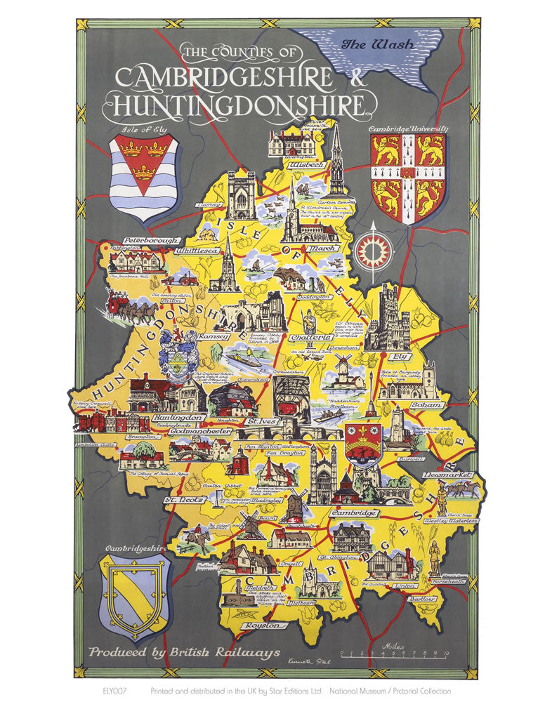Cambridgeshire and Huntingdonshire 24" x 32" Matte Mounted Print