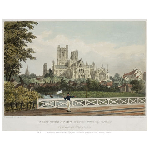 East View of Ely from the Railway 24" x 32" Matte Mounted Print