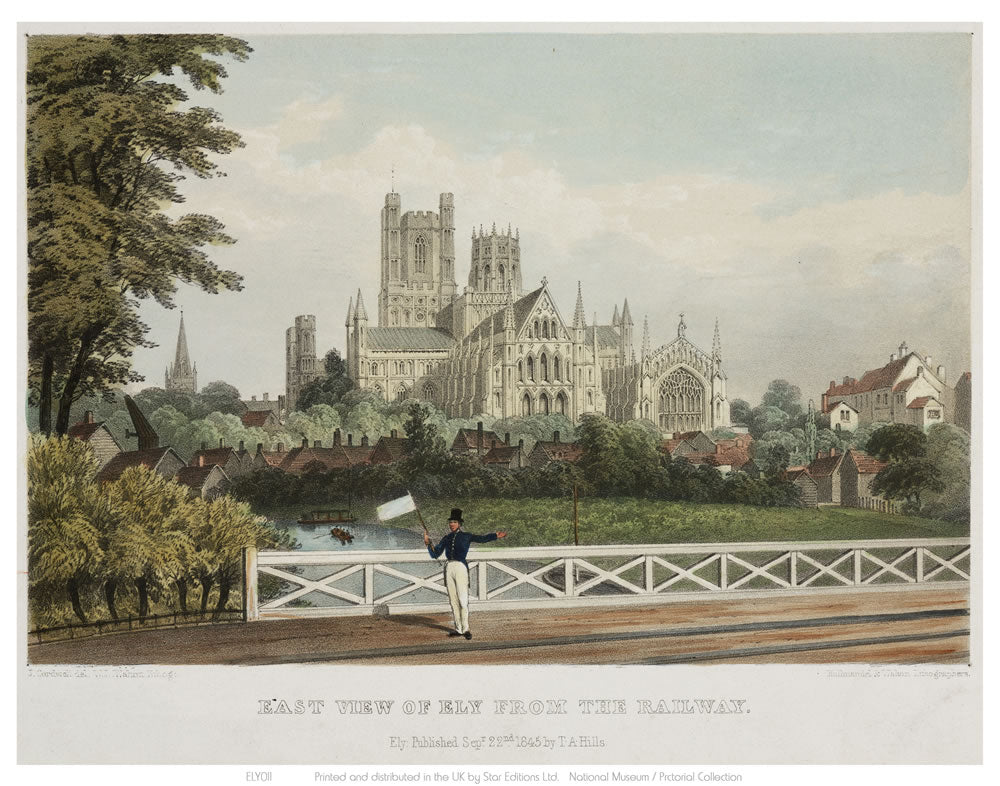 East View of Ely from the Railway 24" x 32" Matte Mounted Print