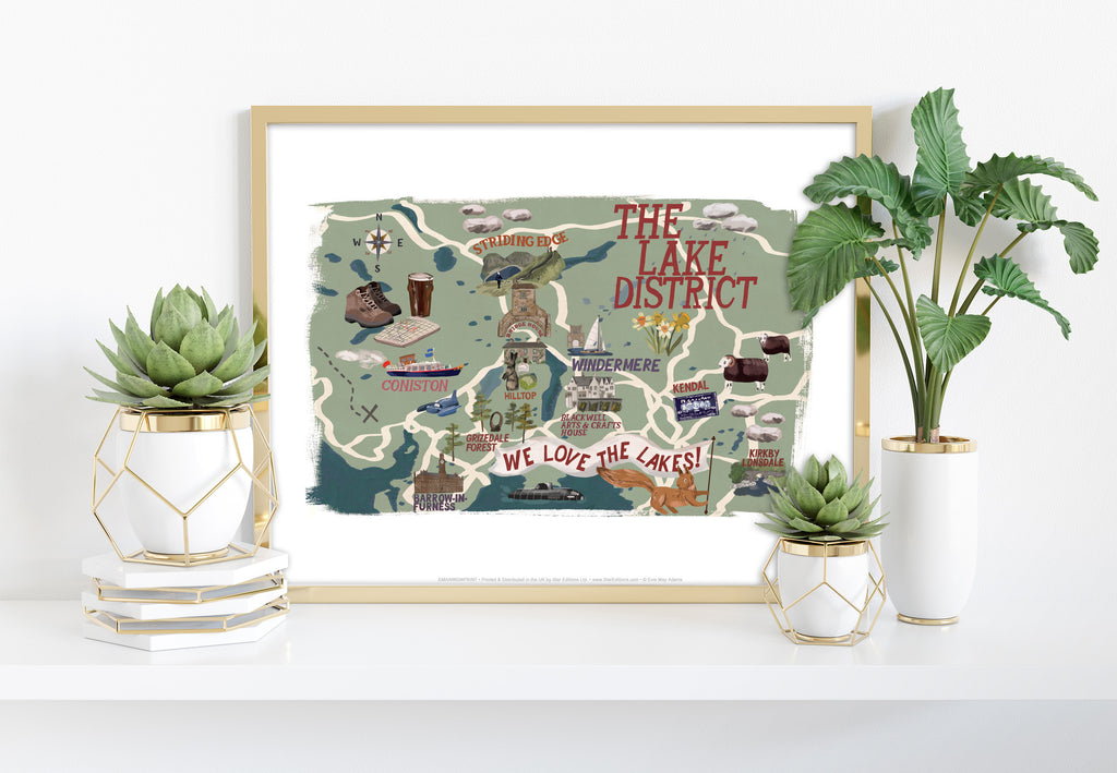 The Lake District Landmarks - 11X14inch Premium Art Print