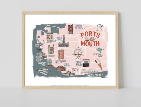 Portsmouth Landmarks - 11X14inch Premium Art Print