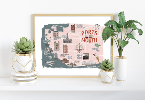 Portsmouth Landmarks - 11X14inch Premium Art Print