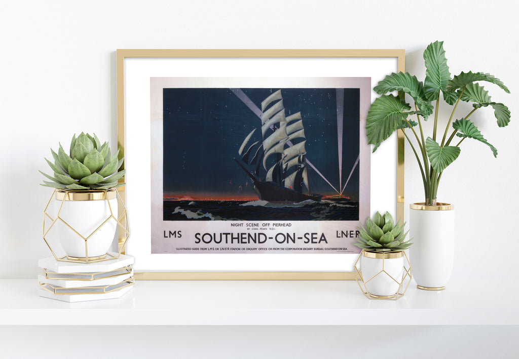 Southend On Sea Night Scene Off Pierhead - 11X14inch Premium Art Print